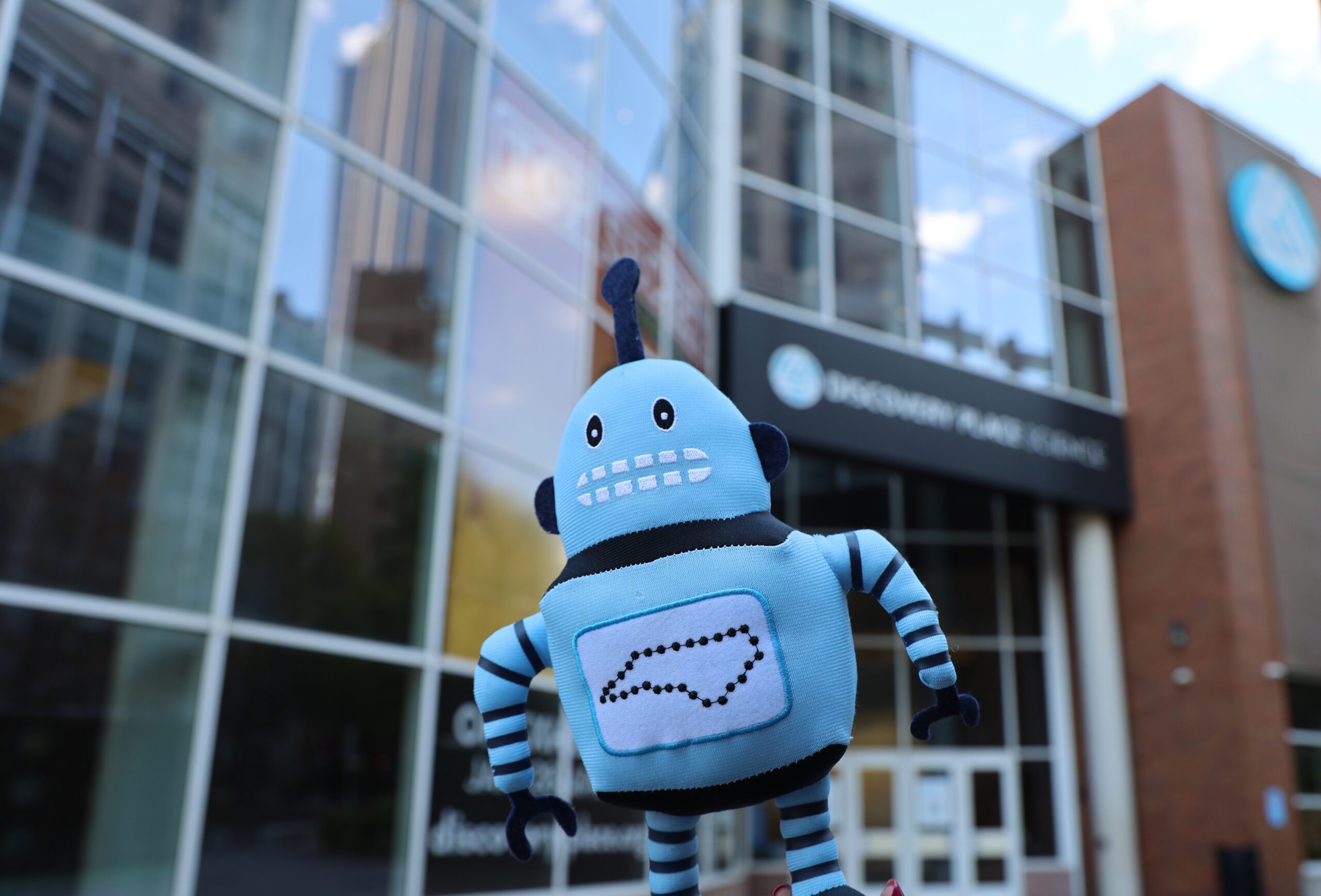Kelvin in front of Discovery Place Science. Kelvin is the mascot for the annual North Carolina science festival. This year will feature activities from solar eclipse to adult programs.